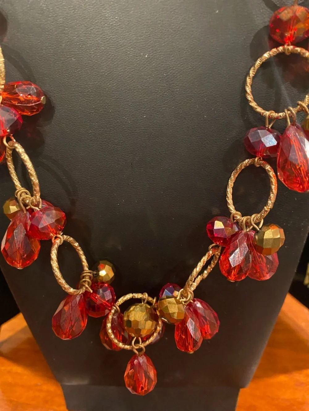 Reddish Pink Beaded Drop Necklace - Women Jewelry - Picture 5 of 10
